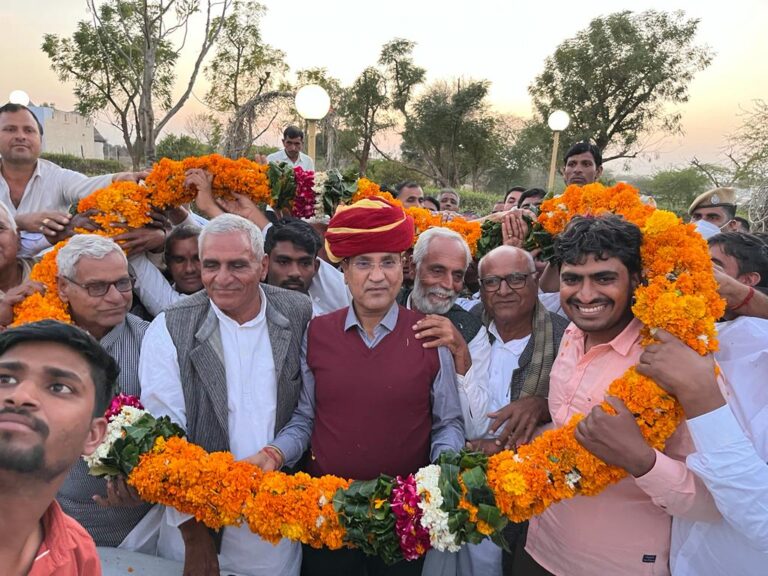 राजस्थान एग्रो इंडस्ट्रीज डेवलपमेंट बोर्ड अध्यक्ष का गांवों में हुआ स्वागत
