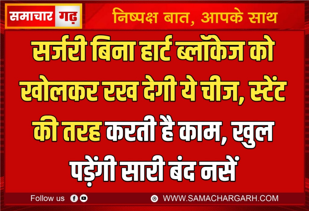 सर्जरी बिना हार्ट ब्लॉकेज को खोलकर रख देगी ये चीज, स्टेंट की तरह करती है काम, खुल पड़ेंगी सारी बंद नसें