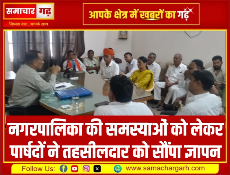 नगरपालिका की समस्याओं को लेकर पार्षदों ने तहसीलदार को सौंपा ज्ञापन