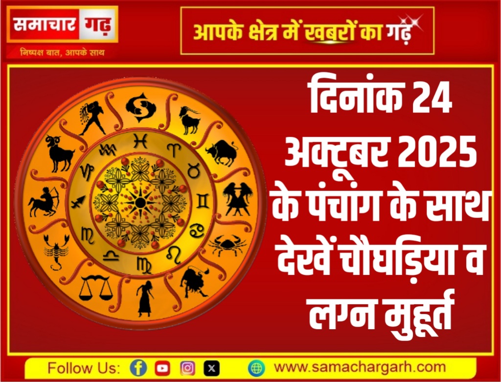 दिनांक 24 अक्टूबर 2025 के पंचांग के साथ देखें चौघड़िया व लग्न मुहूर्त
