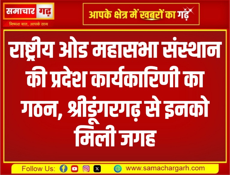 राष्ट्रीय ओड महासभा संस्थान की प्रदेश कार्यकारिणी का गठन, श्रीडूंगरगढ़ से इनको मिली जगह