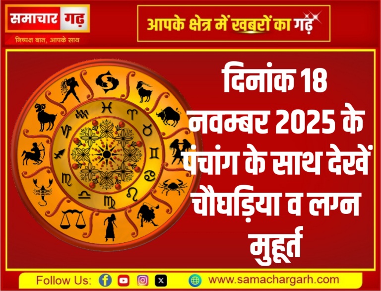 दिनांक 18 नवम्बर 2025 के पंचांग के साथ देखें चौघड़िया व लग्न मुहूर्त