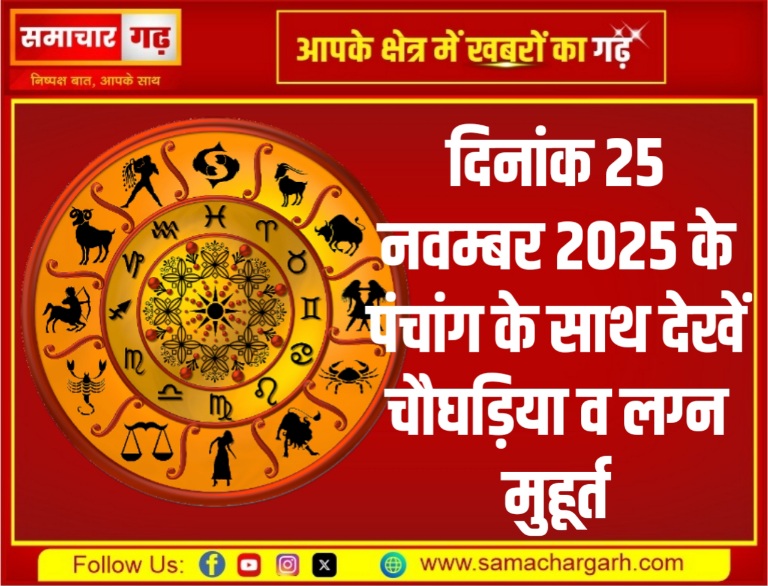 दिनांक 25 नवम्बर 2025 के पंचांग के साथ देखें चौघड़िया व लग्न मुहूर्त