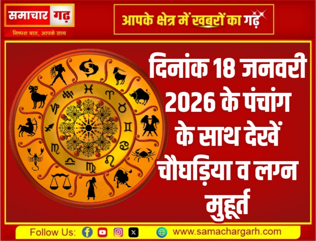 दिनांक 18 जनवरी 2026 के पंचांग के साथ देखें चौघड़िया व लग्न मुहूर्त