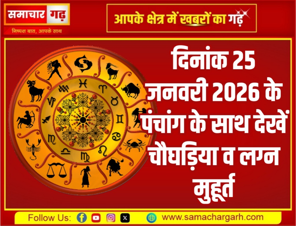 दिनांक 25 जनवरी 2026 के पंचांग के साथ देखें चौघड़िया व लग्न मुहूर्त