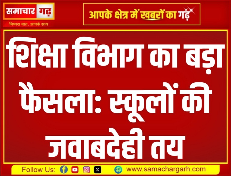 शिक्षा विभाग का बड़ा फैसला, स्कूलों की जवाबदेही तय