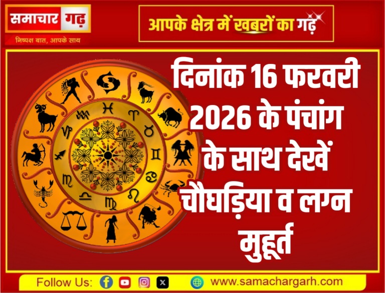दिनांक 16 फरवरी 2026 के पंचांग के साथ देखें चौघड़िया व लग्न मुहूर्त