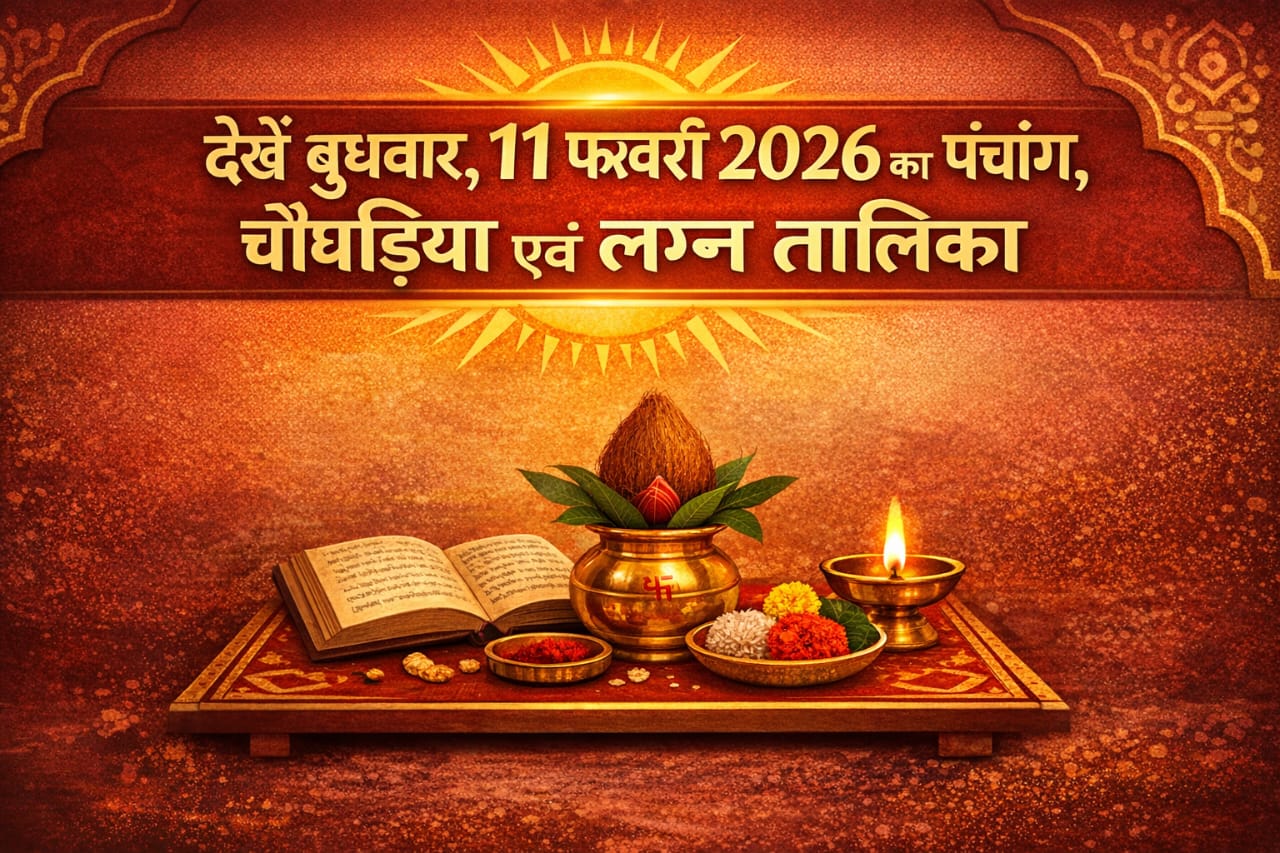 देखें बुधवार, 11 फरवरी 2026 का पंचांग, चौघड़िया एवं लग्न तालिका