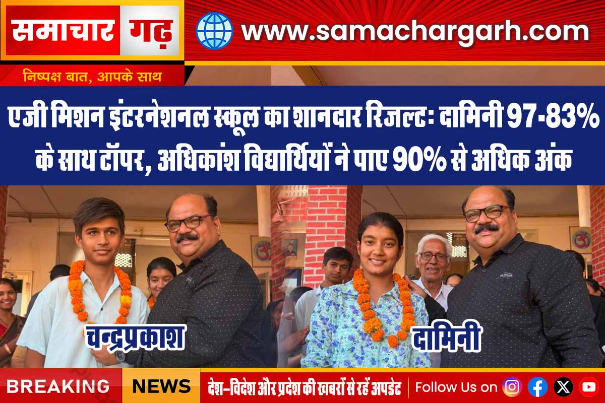 एजी मिशन इंटरनेशनल स्कूल का शानदार रिजल्ट: दामिनी 97.83% के साथ टॉपर, अधिकांश विद्यार्थियों ने पाए 90% से अधिक अंक