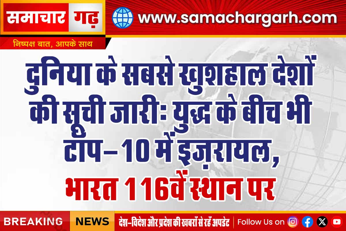 दुनिया के सबसे खुशहाल देशों की सूची जारी: युद्ध के बीच भी टॉप-10 में इज़रायल, भारत 116वें स्थान पर