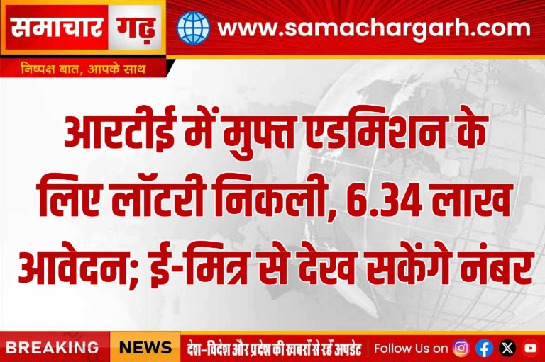 आरटीई में मुफ्त एडमिशन के लिए लॉटरी निकली, 6.34 लाख आवेदन; ई-मित्र से देख सकेंगे नंबर