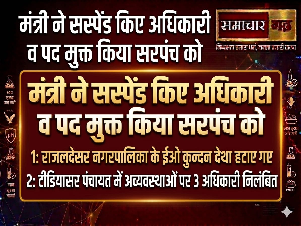 मंत्री ने सस्पेंड किए अधिकारी व पद मुक्त किया सरपंच को