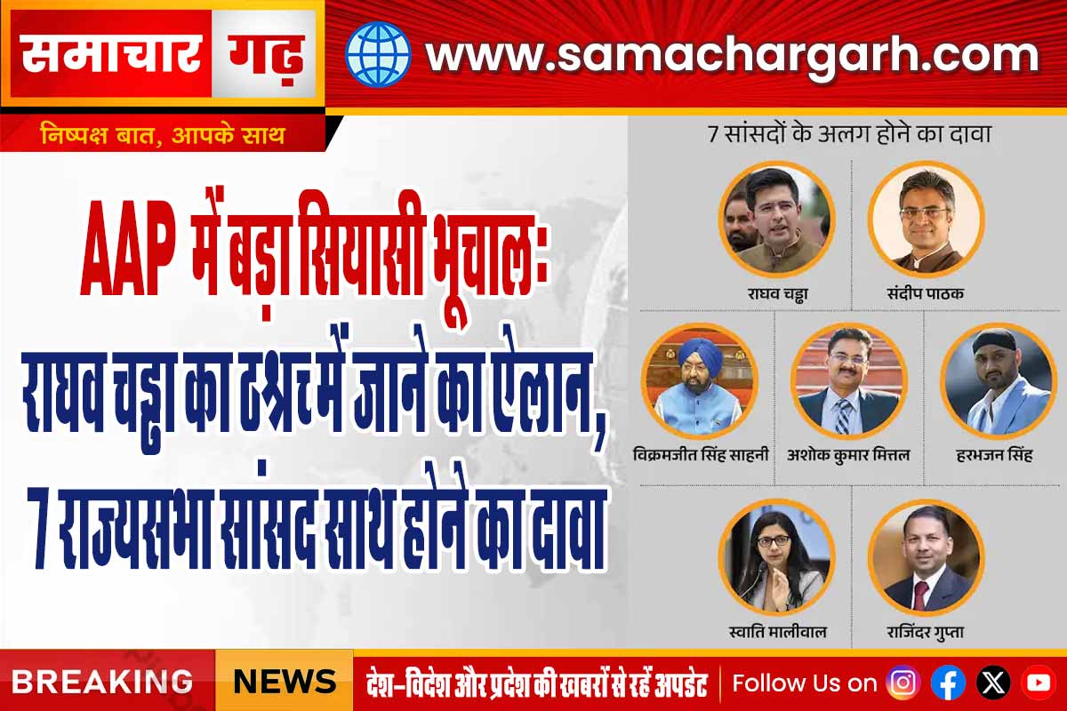 AAP में बड़ा सियासी भूचाल: राघव चड्ढा का BJP में जाने का ऐलान, 7 राज्यसभा सांसद साथ होने का दावा