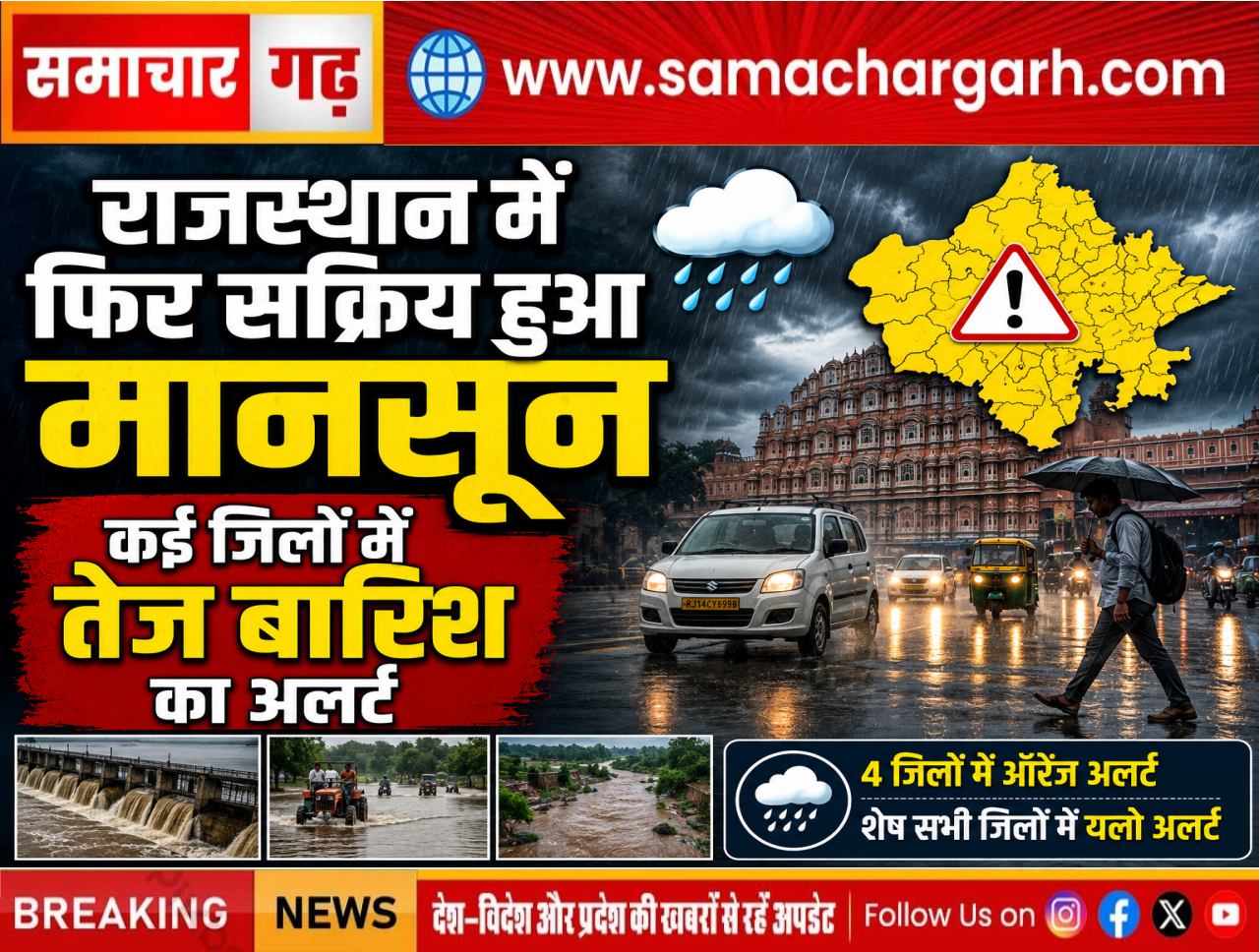 राजस्थान में फिर सक्रिय हुआ मानसून, कई जिलों में तेज बारिश का अलर्ट