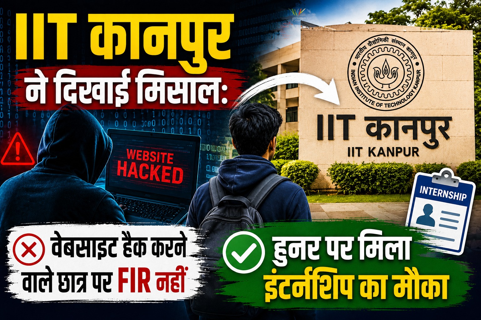 IIT कानपुर ने दिखाई मिसाल: वेबसाइट हैक करने वाले छात्र पर FIR नहीं, हुनर पर मिला इंटर्नशिप का मौका