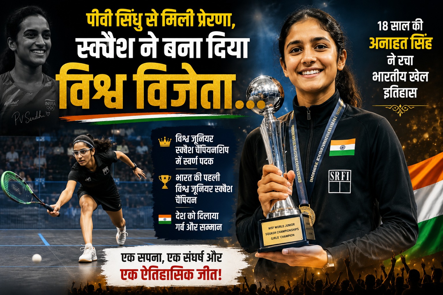 पीवी सिंधु से मिली प्रेरणा, स्क्वैश ने बना दिया विश्व विजेता… 18 साल की अनाहत सिंह ने रचा भारतीय खेल इतिहास