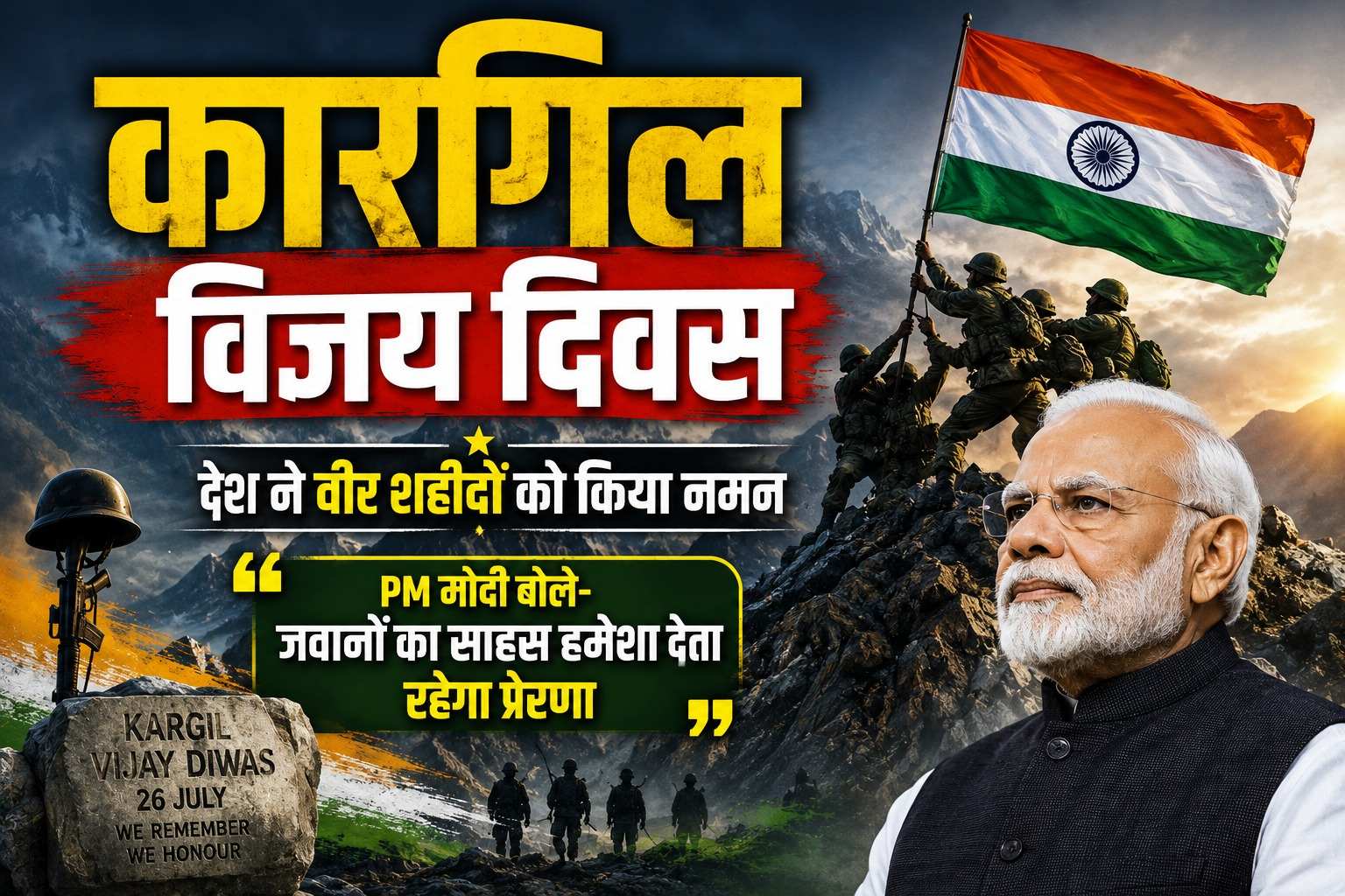 कारगिल विजय दिवस: देश ने वीर शहीदों को किया नमन, PM मोदी बोले- जवानों का साहस हमेशा देता रहेगा प्रेरणा
