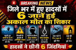 जिले भर में हुए हादसों में छह जानें हुई अकाल मौत का शिकार:-