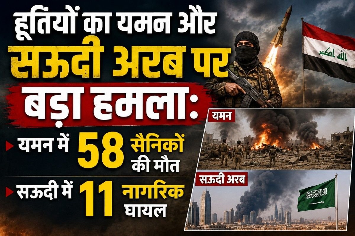 हूतियों का यमन और सऊदी अरब पर बड़ा हमला: यमन में 58 सैनिकों की मौत, सऊदी में 11 नागरिक घायल