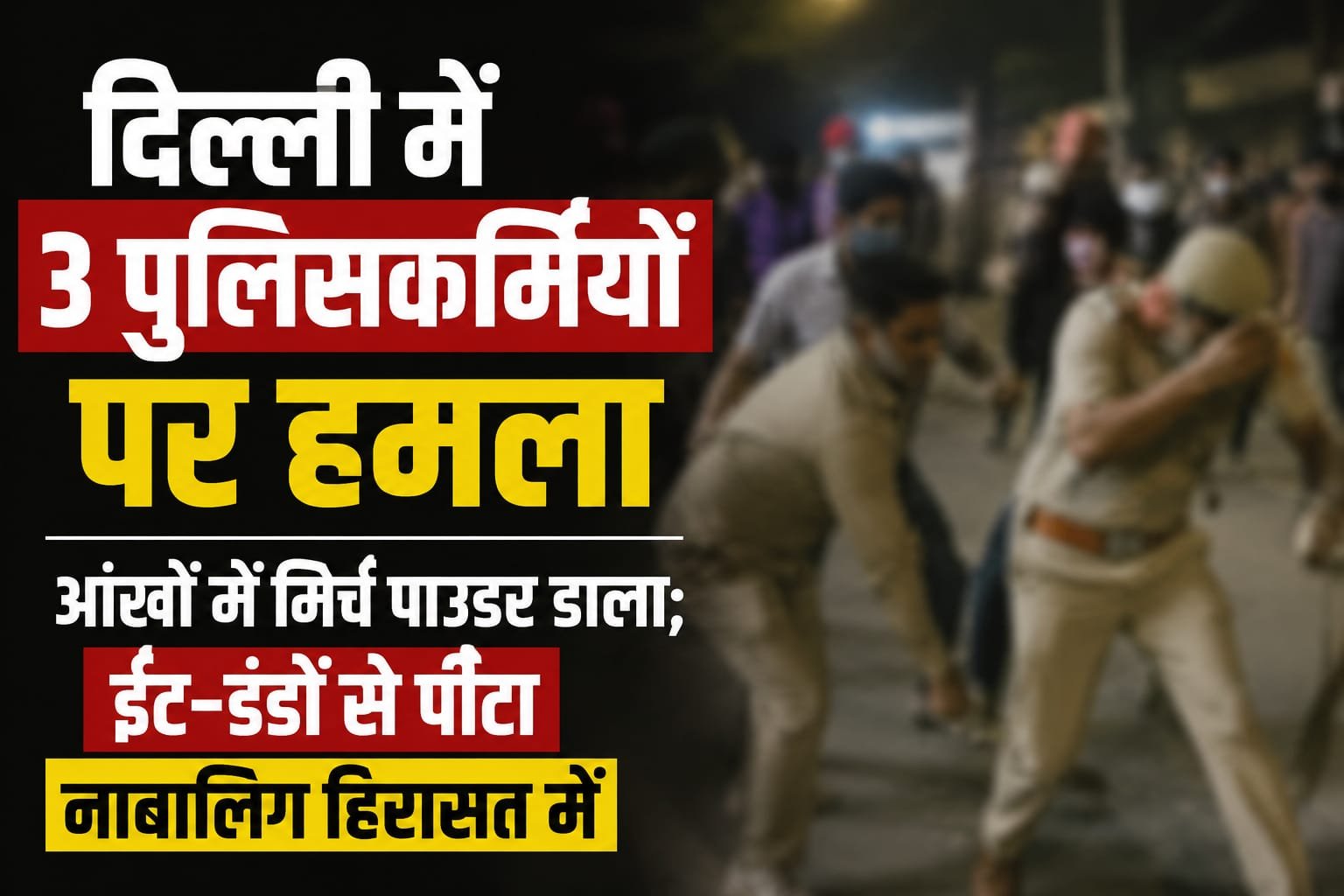 दिल्ली में 3 पुलिसकर्मियों पर हमला, आंखों में मिर्च पाउडर डाला; ईंट-डंडों से पीटा, नाबालिग हिरासत में