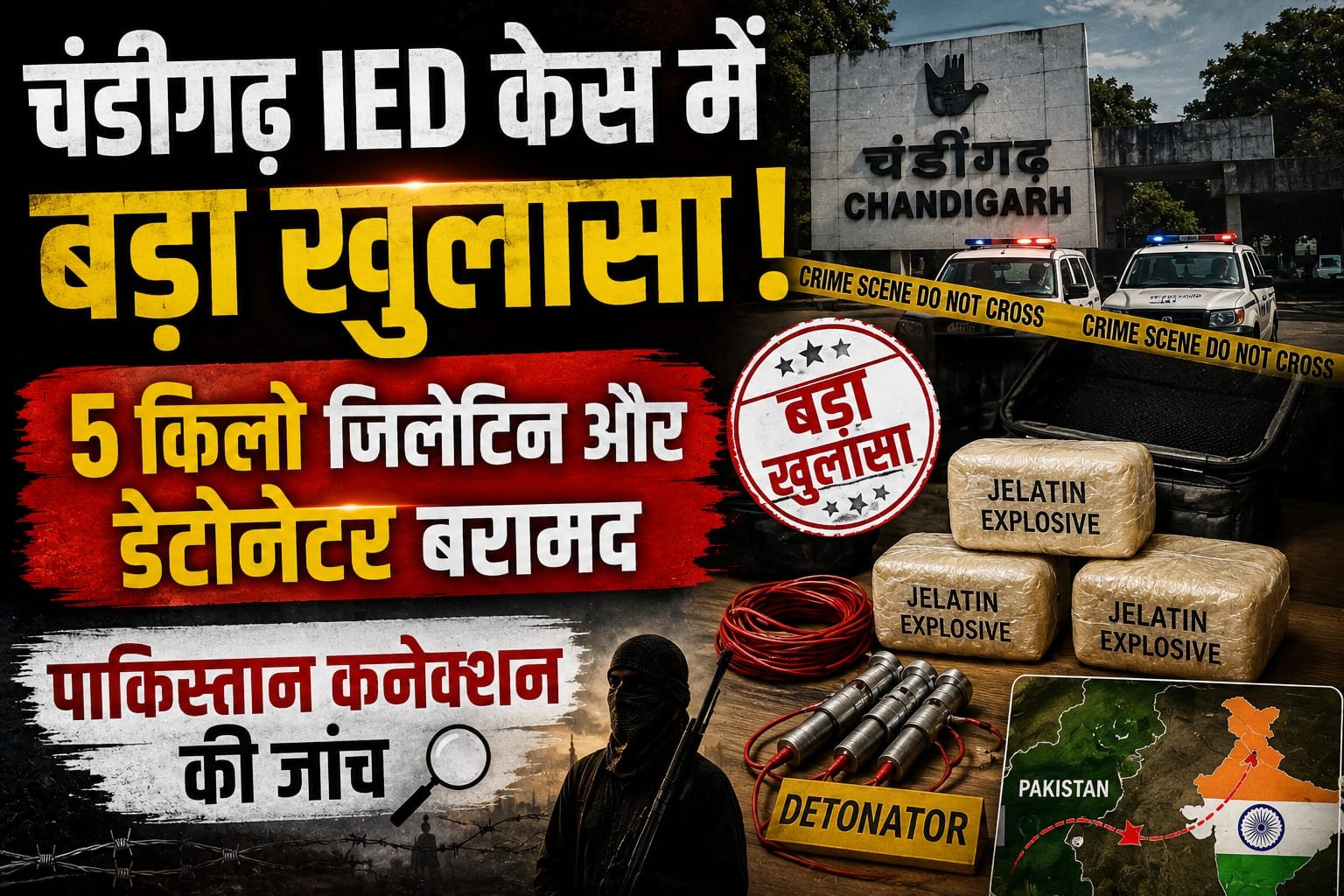 चंडीगढ़ IED केस में बड़ा खुलासा, 5 किलो जिलेटिन और डेटोनेटर बरामद; पाकिस्तान कनेक्शन की जांच