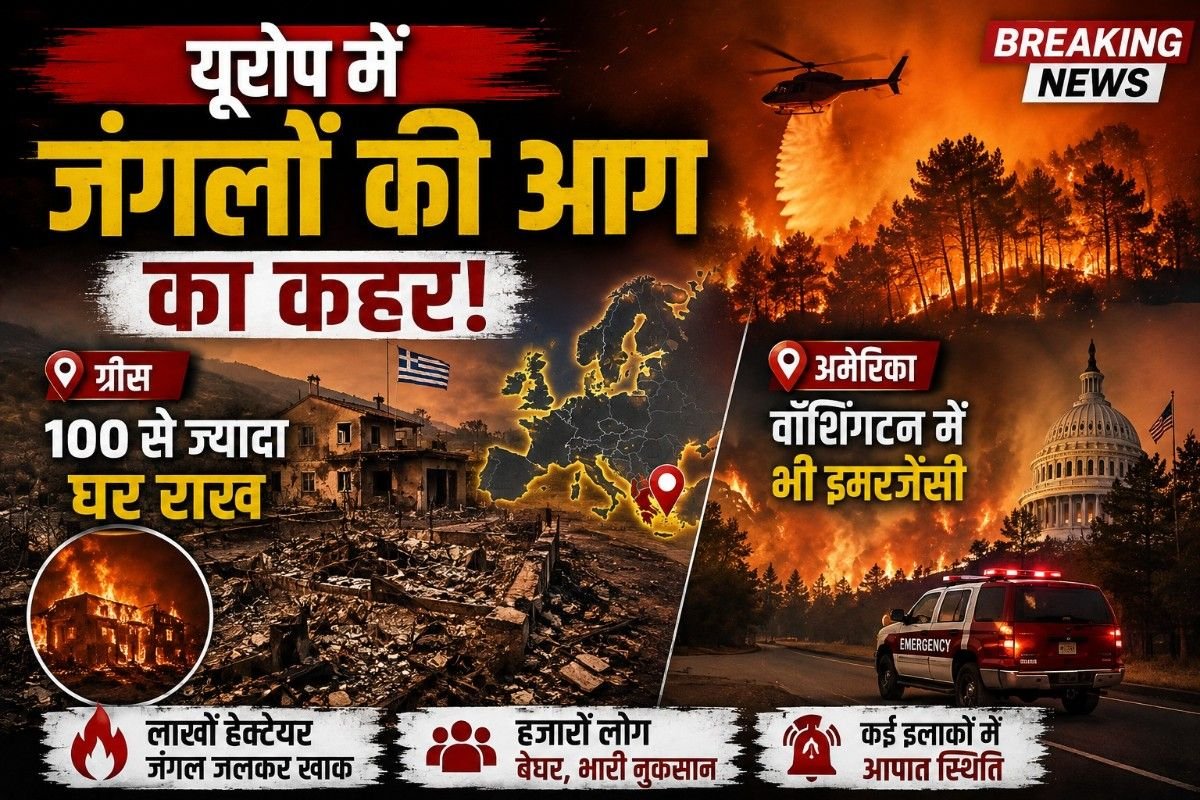 यूरोप में जंगलों की आग का कहर: ग्रीस में 100 से ज्यादा घर राख, अमेरिका के वॉशिंगटन में भी इमरजेंसी