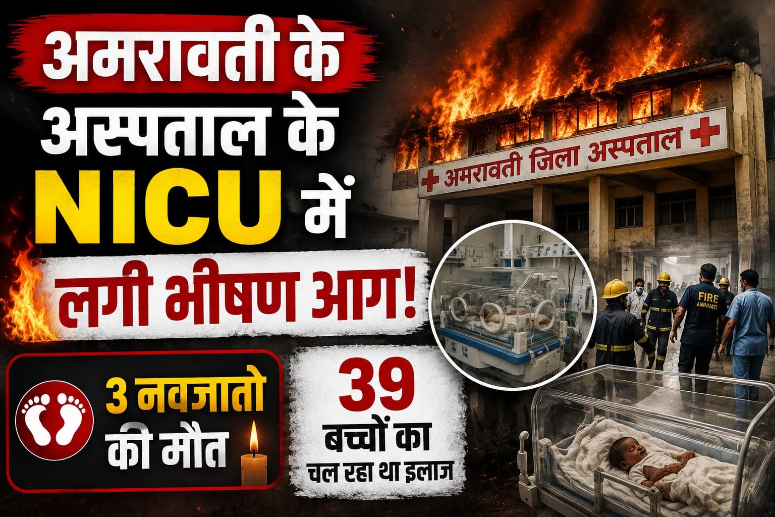 अमरावती के अस्पताल के NICU में लगी भीषण आग, 3 नवजातों की मौत; 39 बच्चों का चल रहा था इलाज