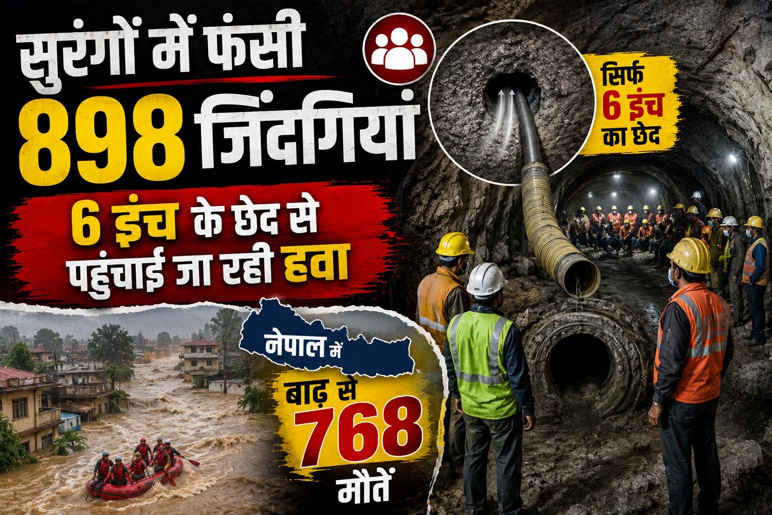 सुरंगों में फंसी 898 जिंदगियां, 6 इंच के छेद से पहुंचाई जा रही हवा; नेपाल में बाढ़ से 768 मौतें