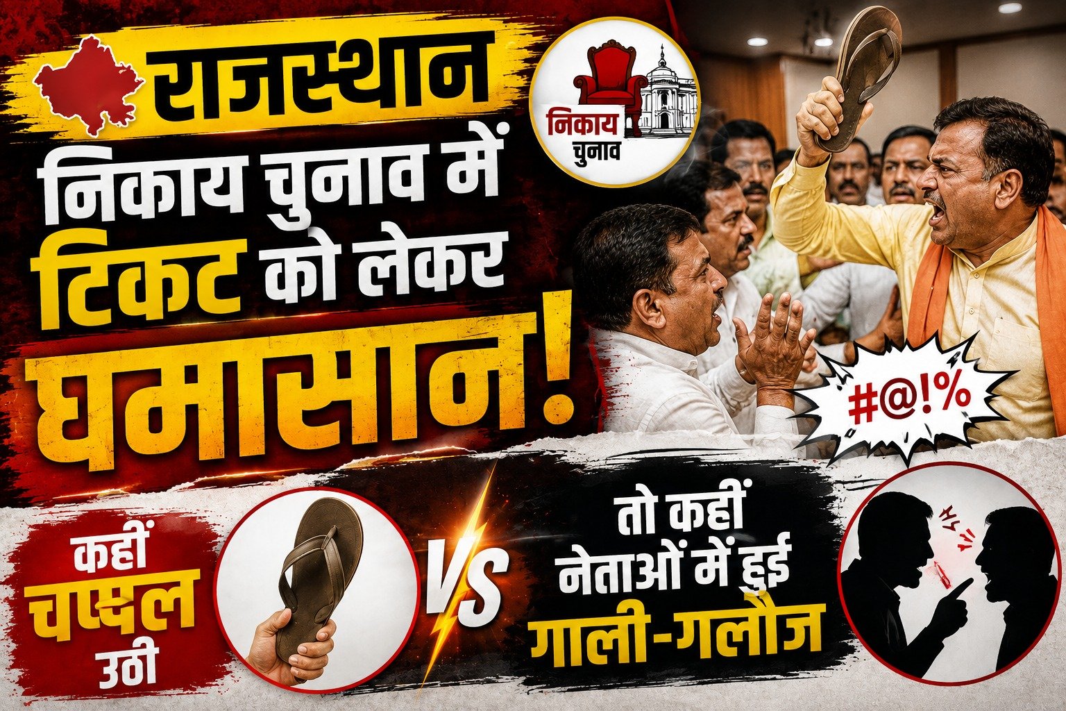 राजस्थान निकाय चुनाव में टिकट को लेकर घमासान! कहीं चप्पल उठी तो कहीं नेताओं में हुई गाली-गलौज