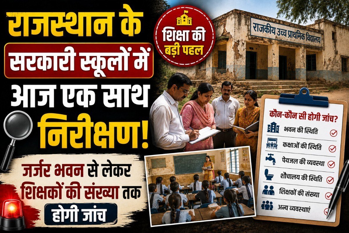 राजस्थान के सरकारी स्कूलों में आज एक साथ निरीक्षण, जर्जर भवन से लेकर शिक्षकों की संख्या तक होगी जांच