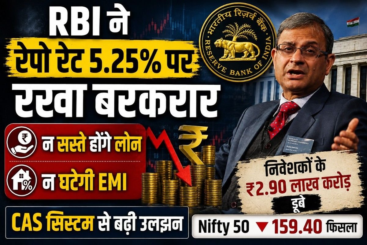 RBI ने रेपो रेट 5.25% पर रखा बरकरार: न सस्ते होंगे लोन, न घटेगी EMI