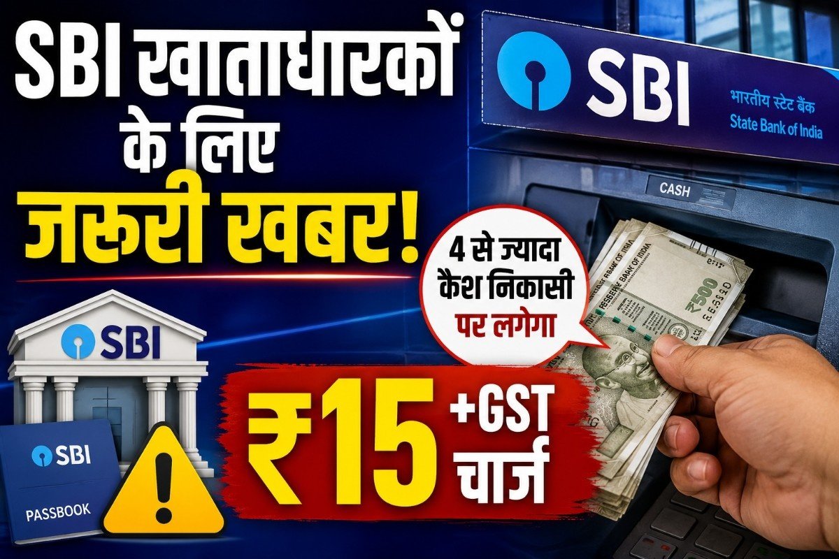 SBI खाताधारकों के लिए जरूरी खबर: 4 से ज्यादा कैश निकासी पर लगेगा ₹15+GST चार्ज