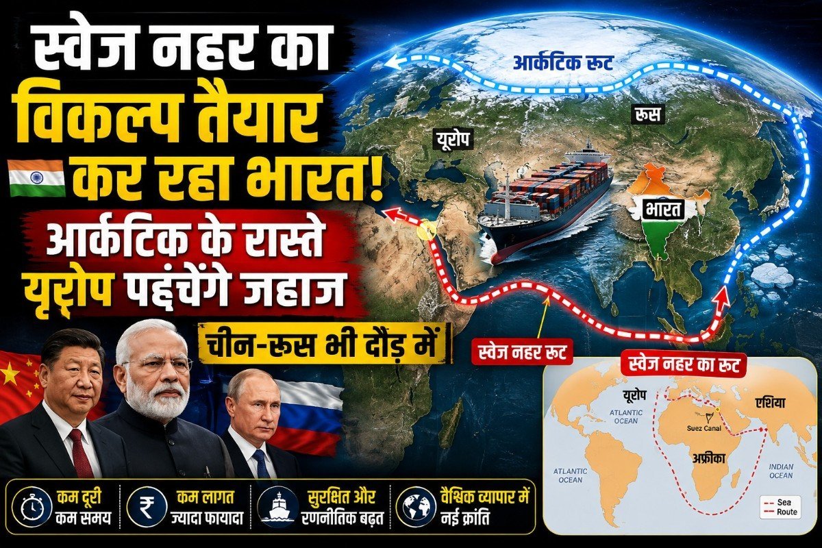 स्वेज नहर का विकल्प तैयार कर रहा भारत! आर्कटिक के रास्ते यूरोप पहुंचेंगे जहाज, चीन-रूस भी दौड़ में