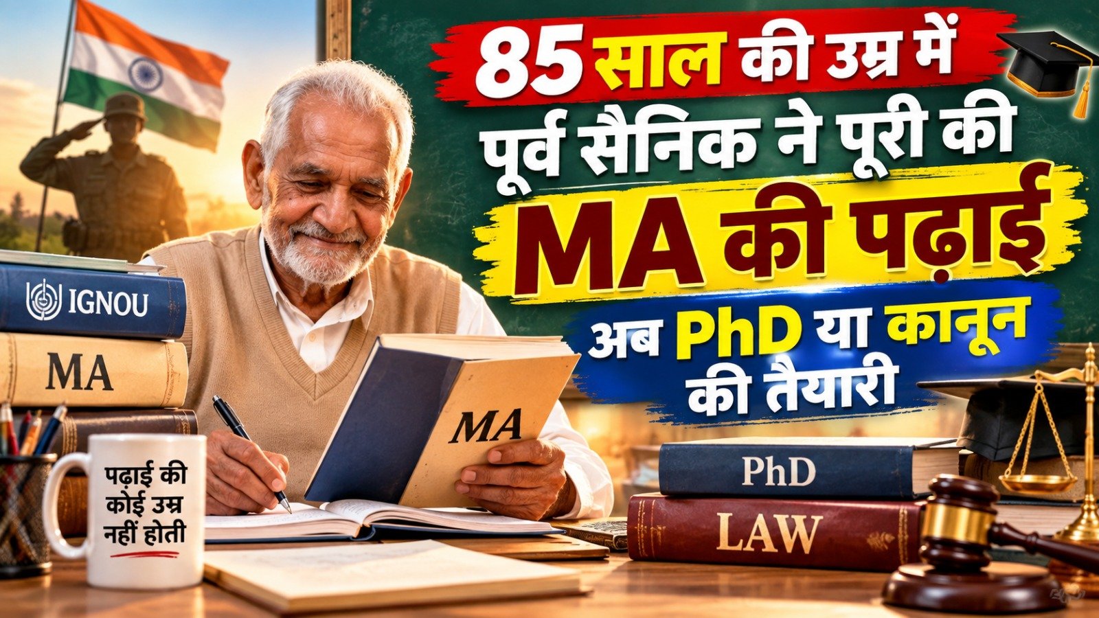 85 साल की उम्र में पूर्व सैनिक ने पूरी की MA की पढ़ाई, अब PhD या कानून की तैयारी