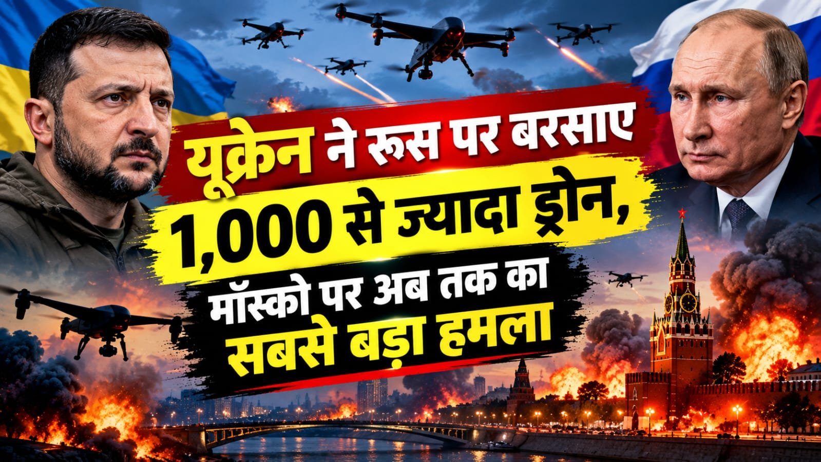Russia Ukraine War: यूक्रेन ने रूस पर बरसाए 1,000 से ज्यादा ड्रोन, मॉस्को पर अब तक का सबसे बड़ा हमला