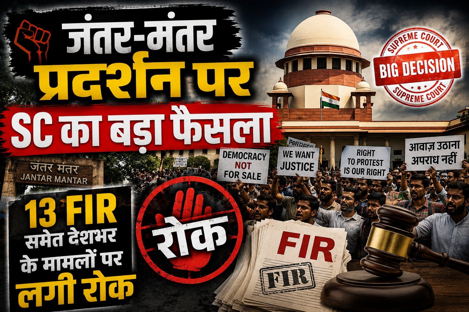 जंतर-मंतर प्रदर्शन पर SC का बड़ा फैसला, 13 FIR समेत देशभर के मामलों पर लगी रोक
