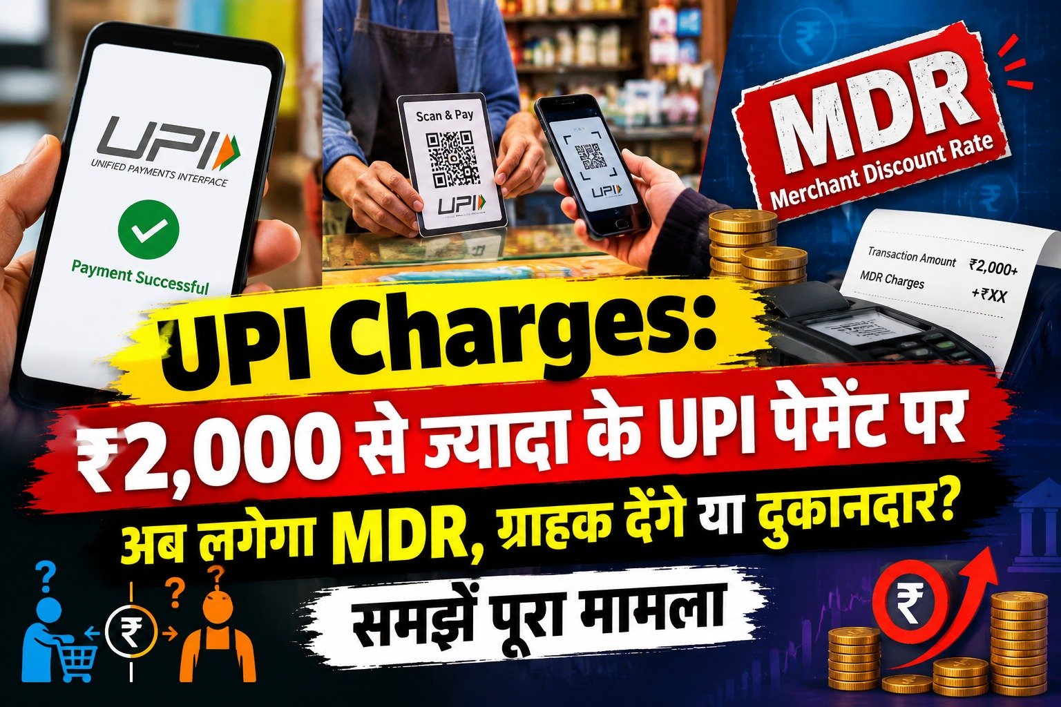 UPI Charges: ₹2,000 से ज्यादा के UPI पेमेंट पर अब लगेगा MDR, ग्राहक देंगे या दुकानदार? समझें पूरा मामला