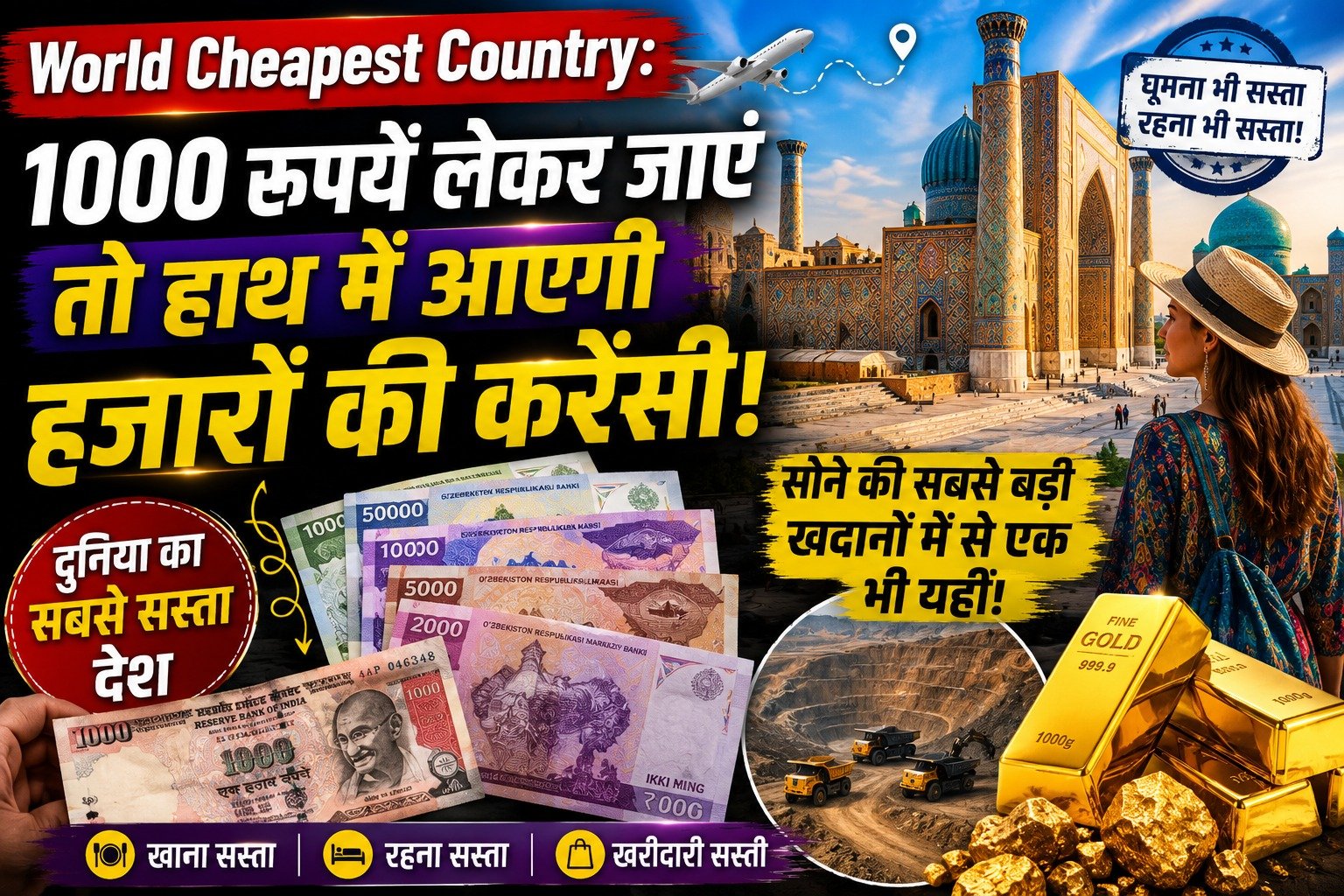 World Cheapest Country: 1000 रुपये लेकर जाएं तो हाथ में आएगी हजारों की करेंसी, सोने की सबसे बड़ी खदानों में से एक भी यहीं
