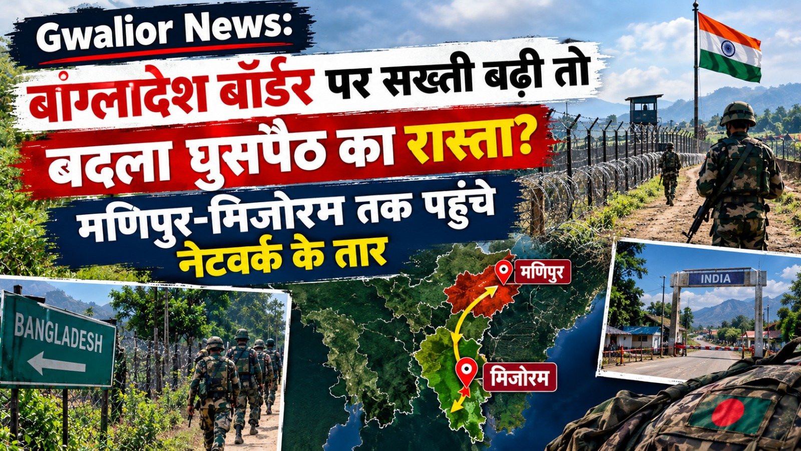 Gwalior News: बांग्लादेश बॉर्डर पर सख्ती बढ़ी तो बदला घुसपैठ का रास्ता? मणिपुर-मिजोरम तक पहुंचे नेटवर्क के तार