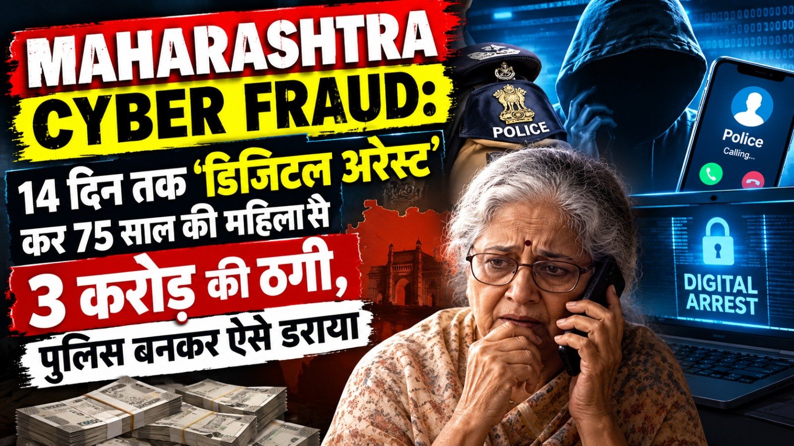 Maharashtra Cyber Fraud: 14 दिन तक ‘डिजिटल अरेस्ट’ कर 75 साल की महिला से 3 करोड़ की ठगी, पुलिस बनकर ऐसे डराया