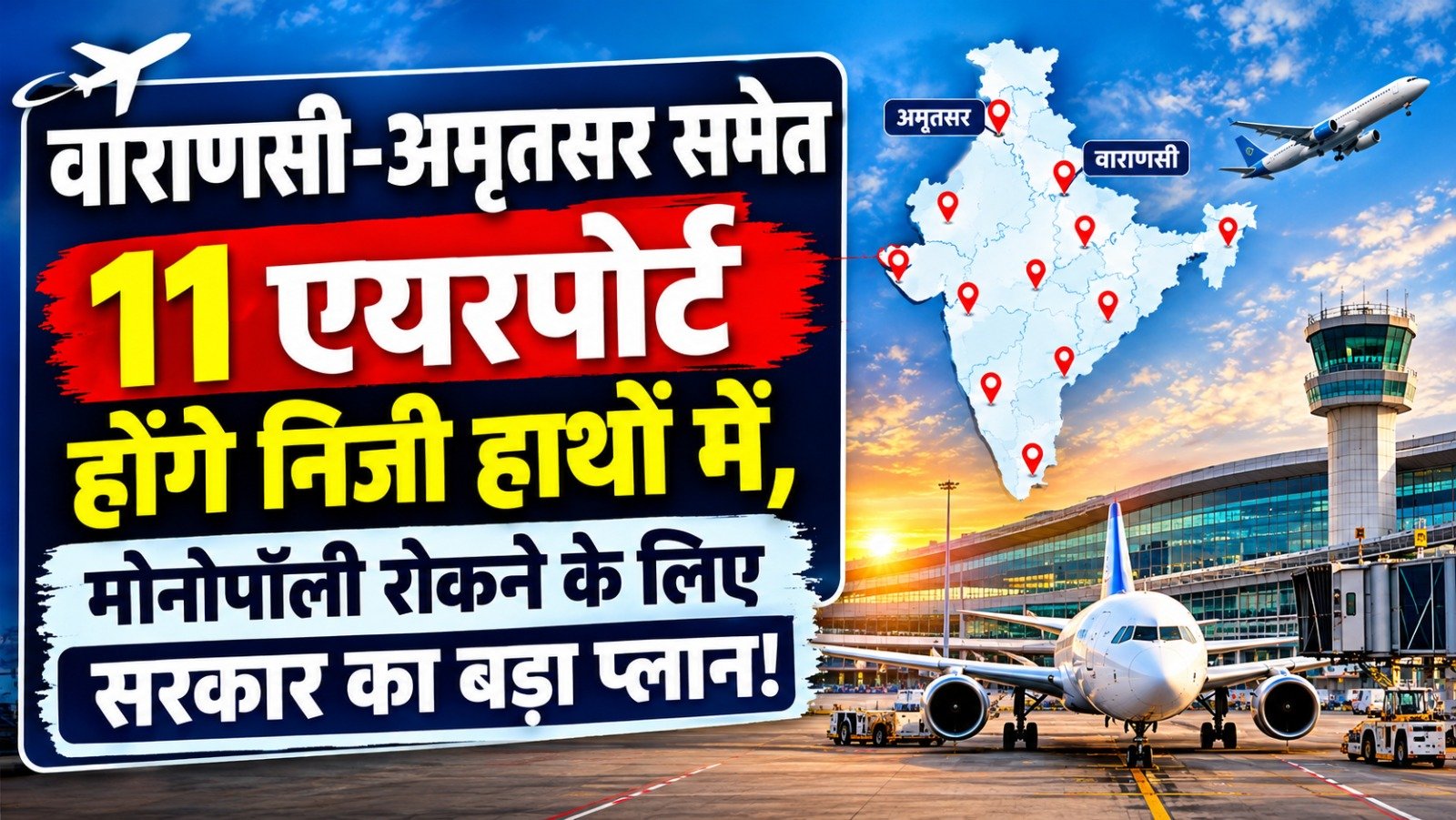 Airport Privatisation: वाराणसी-अमृतसर समेत 11 एयरपोर्ट होंगे निजी हाथों में, मोनोपॉली रोकने के लिए सरकार का बड़ा प्लान!