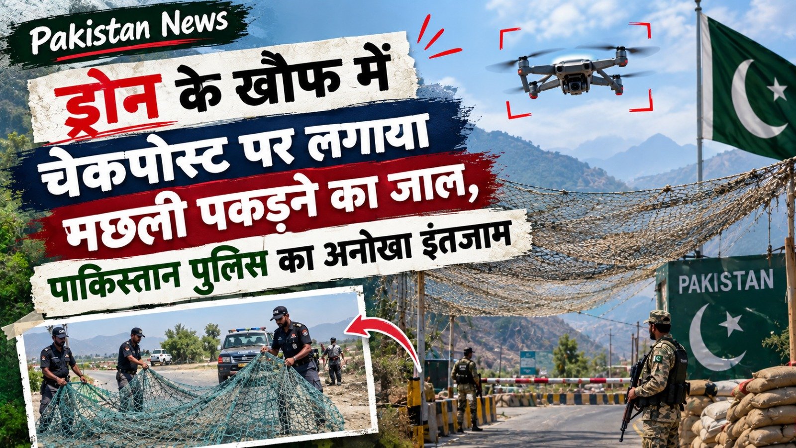Pakistan News: ड्रोन के खौफ में चेकपोस्ट पर लगाया मछली पकड़ने का जाल, पाकिस्तान पुलिस का अनोखा इंतजाम