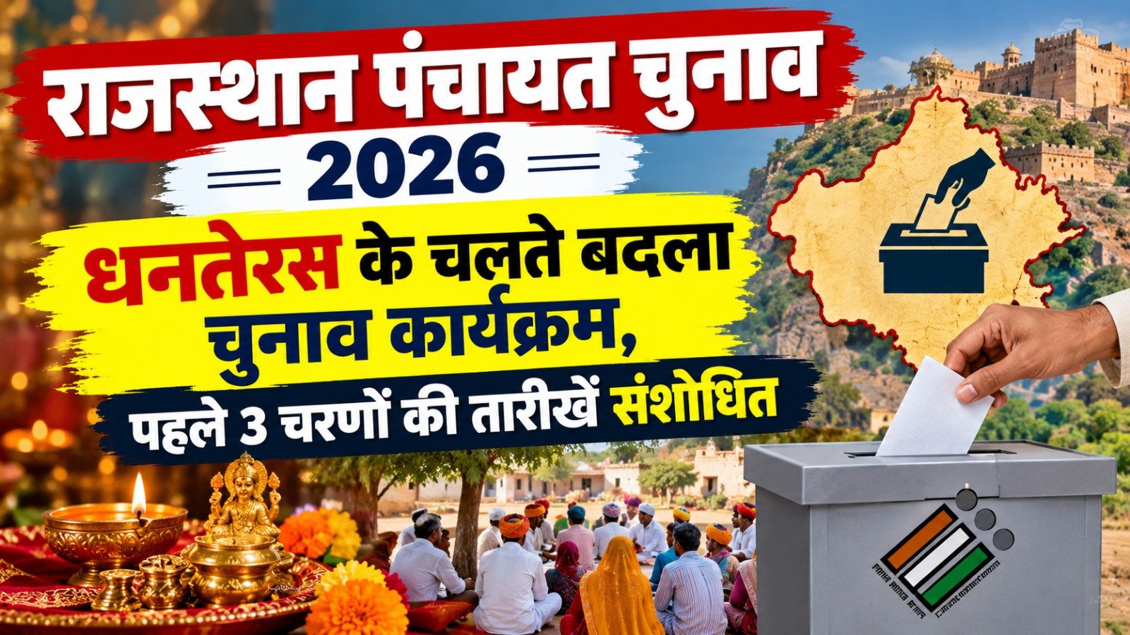 Rajasthan Panchayat Election 2026: धनतेरस के चलते बदला चुनाव कार्यक्रम, पहले 3 चरणों की तारीखें संशोधित