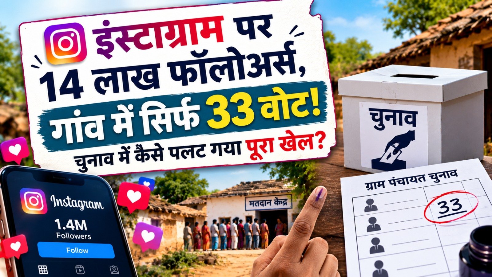 इंस्टाग्राम पर 14 लाख फॉलोअर्स, गांव में सिर्फ 33 वोट! चुनाव में कैसे पलट गया पूरा खेल?
