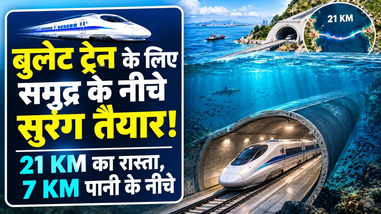 बुलेट ट्रेन के लिए समुद्र के नीचे सुरंग तैयार! 21 KM का रास्ता, 7 KM पानी के नीचे